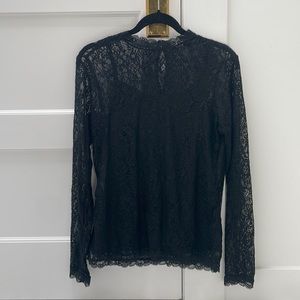NWT black lace top with attached black tank, size small